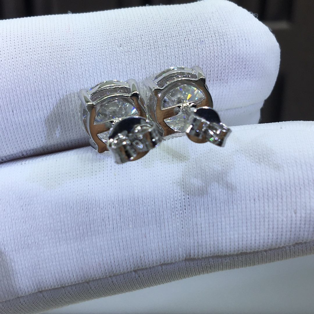 VVS1 Moissanite Stud Earrings, 925 Sterling Silver Earrings, Silver Studs