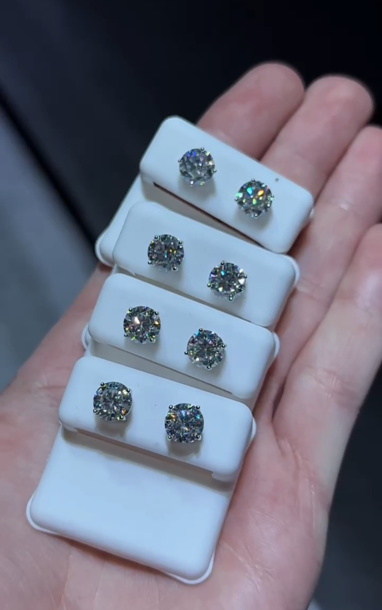 VVS1 Moissanite Stud Earrings, 925 Sterling Silver Earrings, Silver Studs