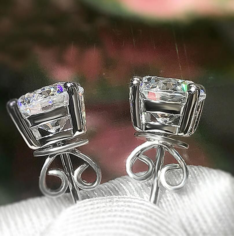 VVS1 Moissanite Stud Earrings, 925 Sterling Silver Earrings, Silver Studs