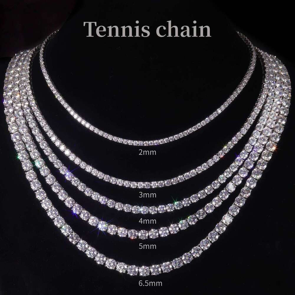 VVS Moissanite Diamond Tennis Chain Necklace, 925 Sterling Silver, Tennis Necklace, Women's & Men's Tennis Chain