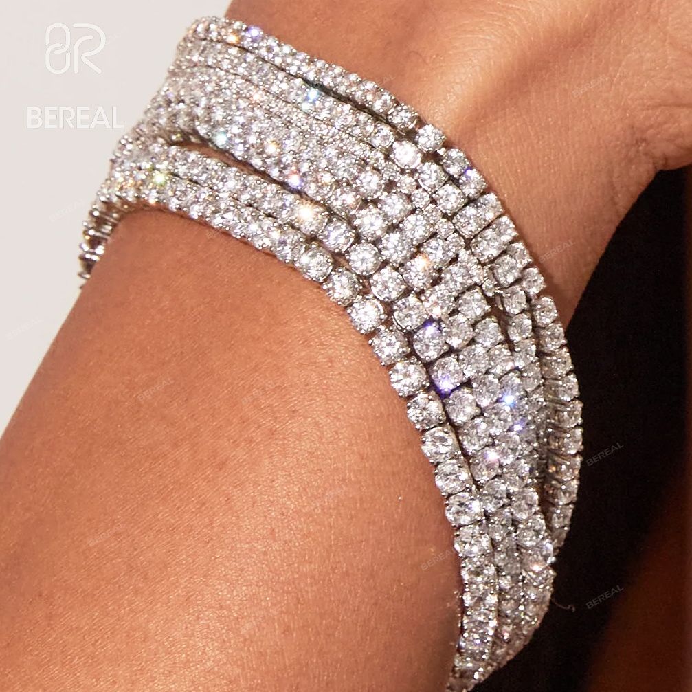 1-5MM Certified VVS1 Round Cut Moissanite Tennis Bracelet