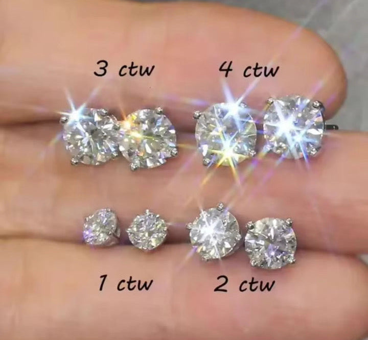VVS1 Moissanite Stud Earrings, 925 Sterling Silver Earrings, Silver Studs
