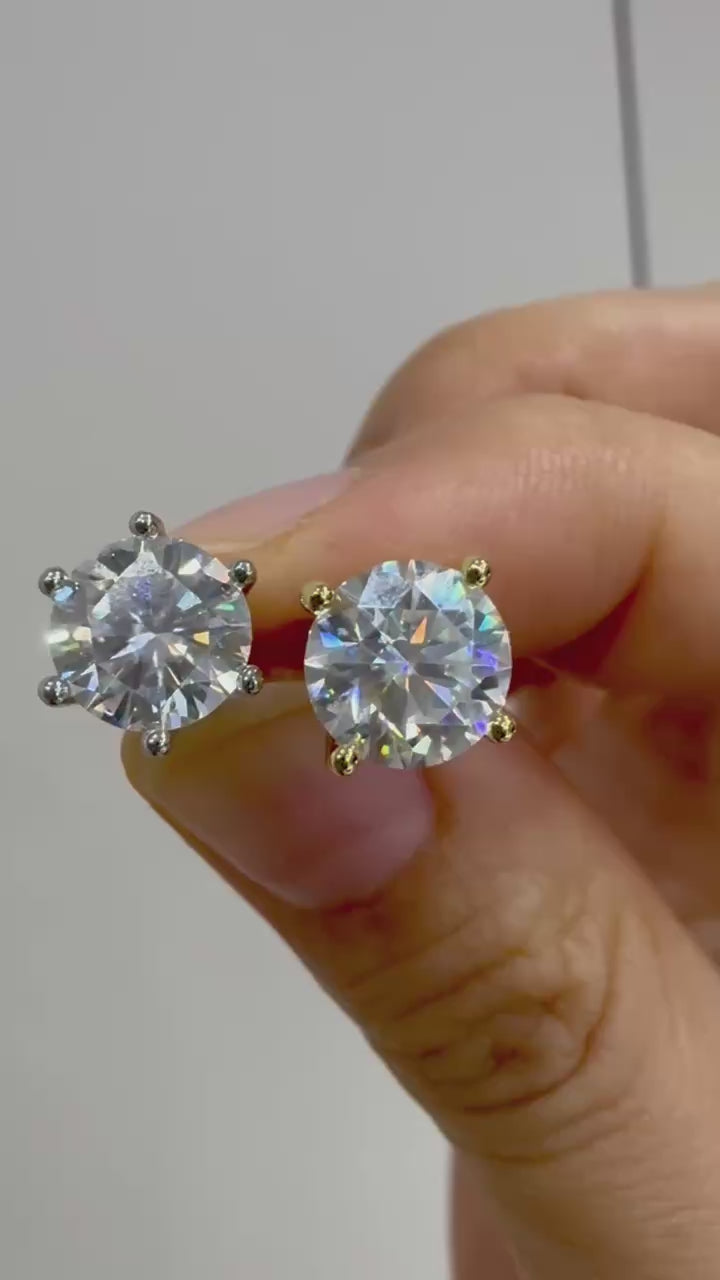 VVS1 Moissanite Stud Earrings, 925 Sterling Silver Earrings, Silver Studs